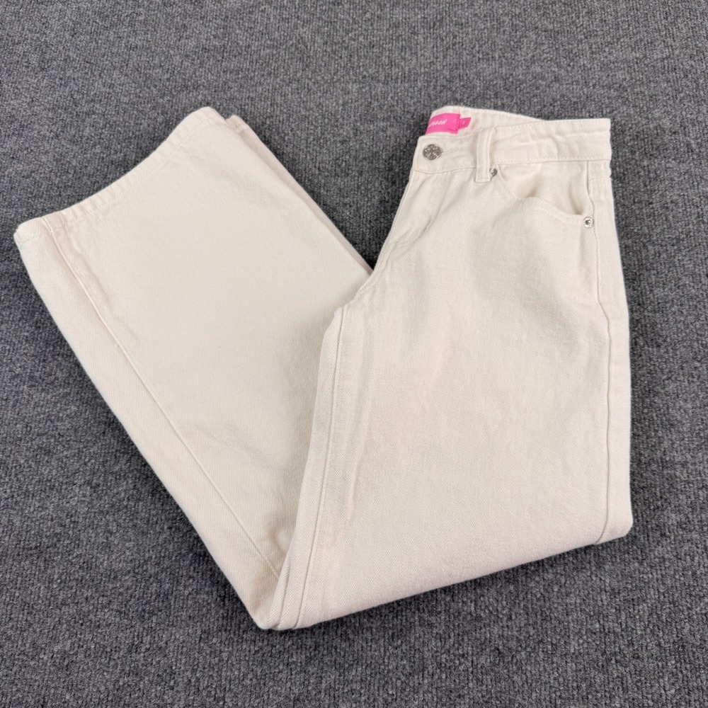 Edikted Wide Leg Jeans Women XS Cream Good High Rise Streetwear Denim